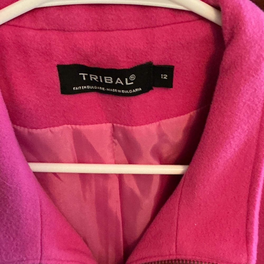 Tribal Bright Pink Zip-Front Blazer Jacket - Picture 2 of 3